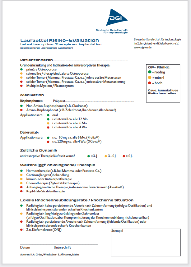 Laufzettel Risiko-Evaluation