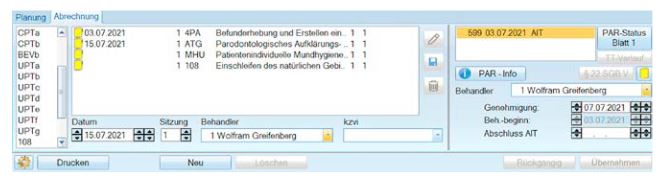 Behandlung vom 15.07.2021 in DS-Win